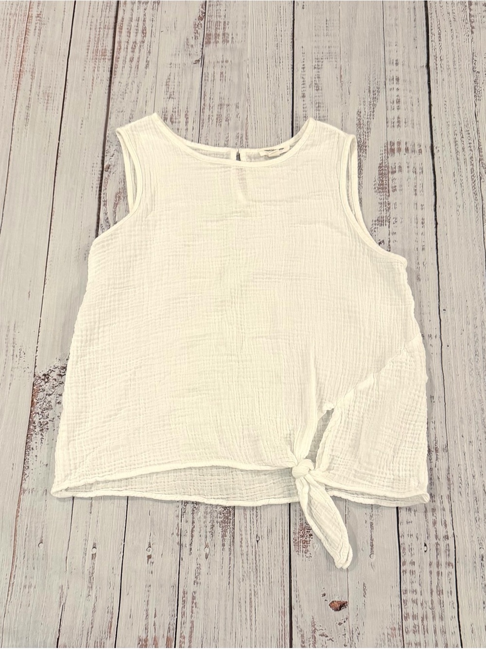 Beach Lunch Lounge White Gauze Tank Top Womens Large Beach Old Money 100% Cotton